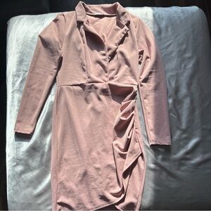Elegant Pink Long Sleeve Dress